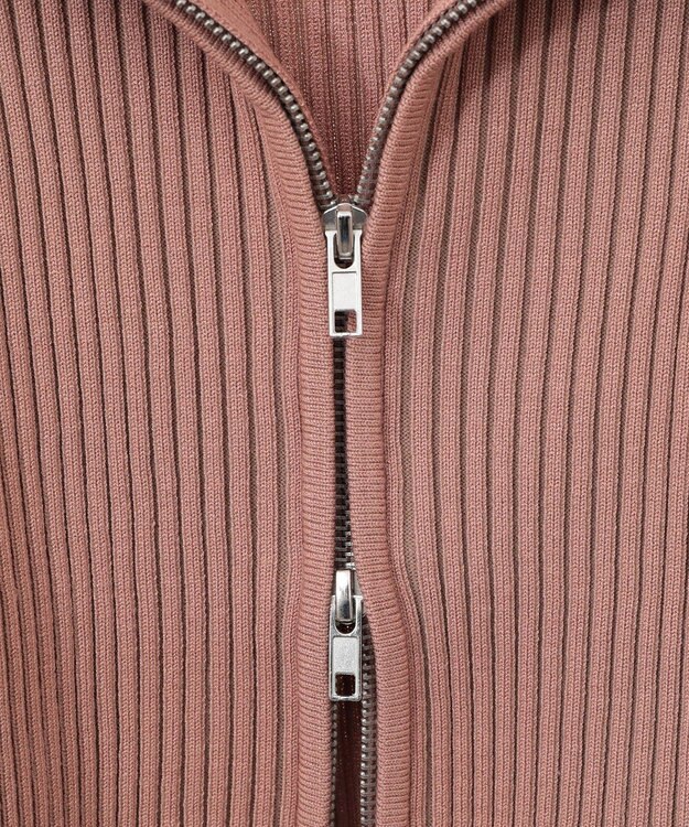 Green Parks 配色リブＺｉｐニットカーディガン Pink