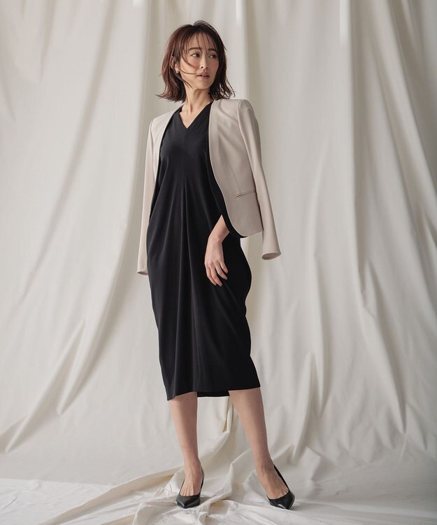 BEIGE， 【L-size】CINDY / ダブルカラージャケット Sand × Black