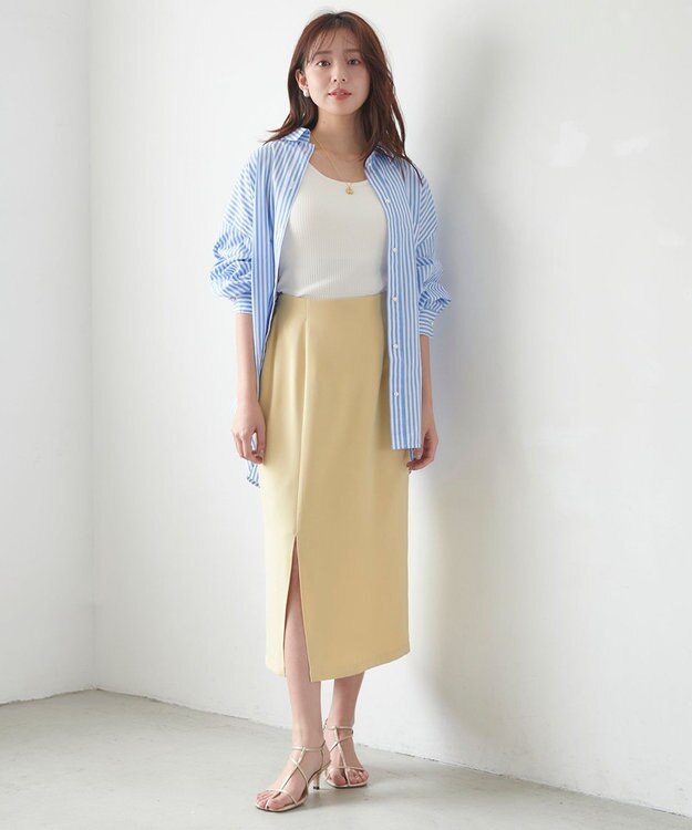 Feroux カップ付きリブ タンクトップ アイボリー系