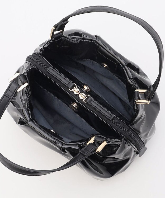 LA BAGAGERIE ソフトエナメル2WAYハンドバッグ Sサイズ ブラック