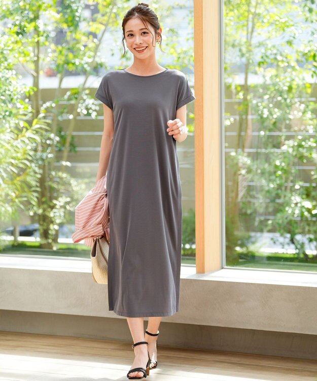 ANY SIS L プリーツ加工 ワンピース スレート