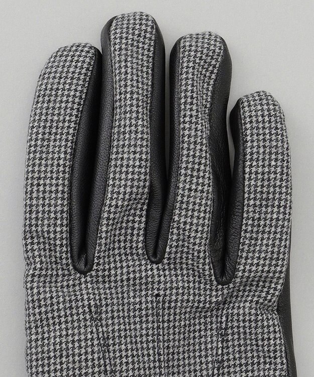 GOTAIRIKU 【スマホ対応】DRAGO/ドラゴ ウールシープレザーコンビ グローブ＿柄 グレー千鳥柄