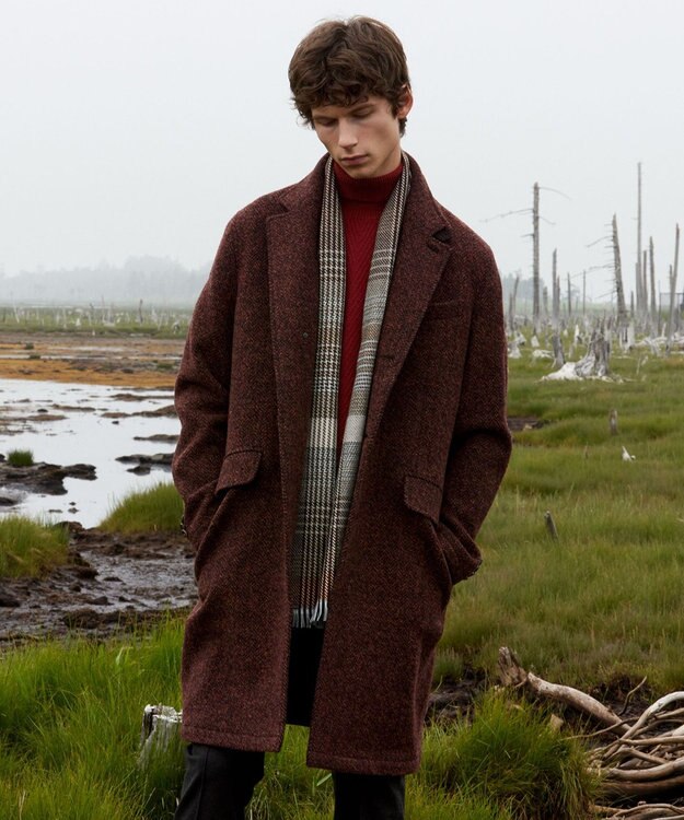 JOSEPH ABBOUD 【フランス製】グレンチェック ストール オレンジ系4