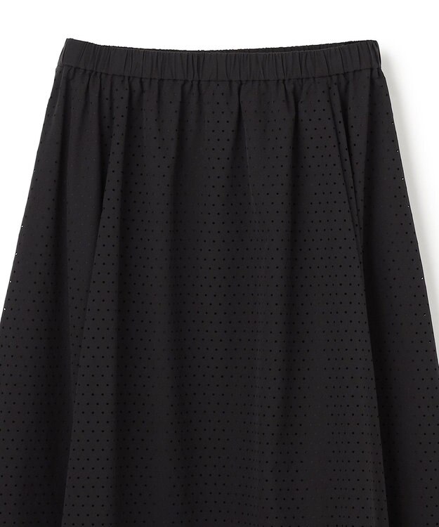 UNFILO L 【セットアップ着用可/ウエストゴム】FINE MOVE パンチング ドット スカート ブラック