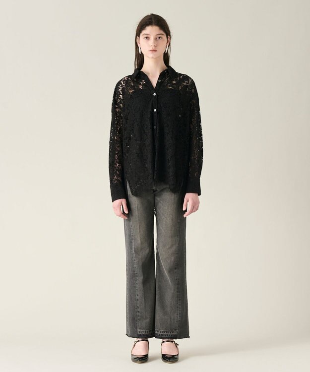 GRACE CONTINENTAL コードレースオーバーシャツ ブラック