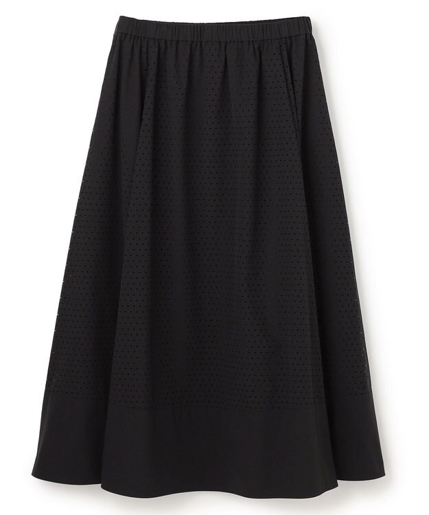 UNFILO L 【セットアップ着用可/ウエストゴム】FINE MOVE パンチング ドット スカート ブラック