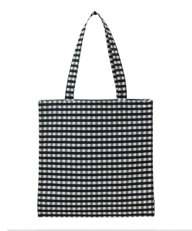 Maison de FLEUR ブランドロゴ刺繍ギンガムスクエアトート Black