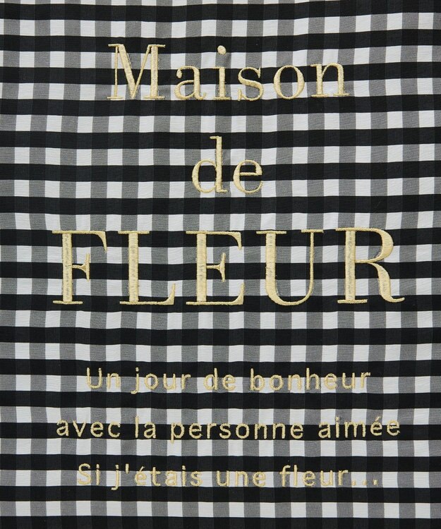 Maison de FLEUR ブランドロゴ刺繍ギンガムスクエアトート Black
