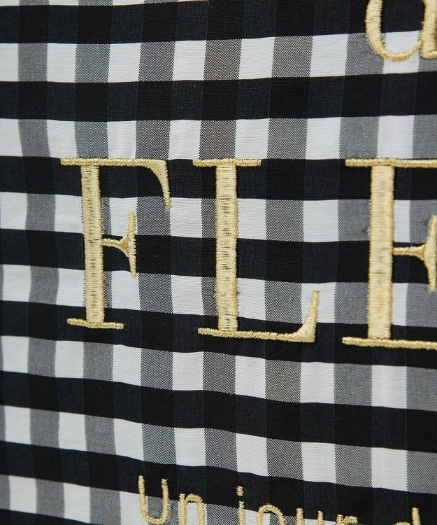 Maison de FLEUR ブランドロゴ刺繍ギンガムスクエアトート Black