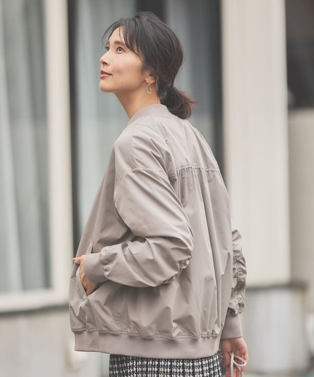 ANY 【洗濯機可能/撥水】MA-1 ギャザーブルゾン ライトモカ