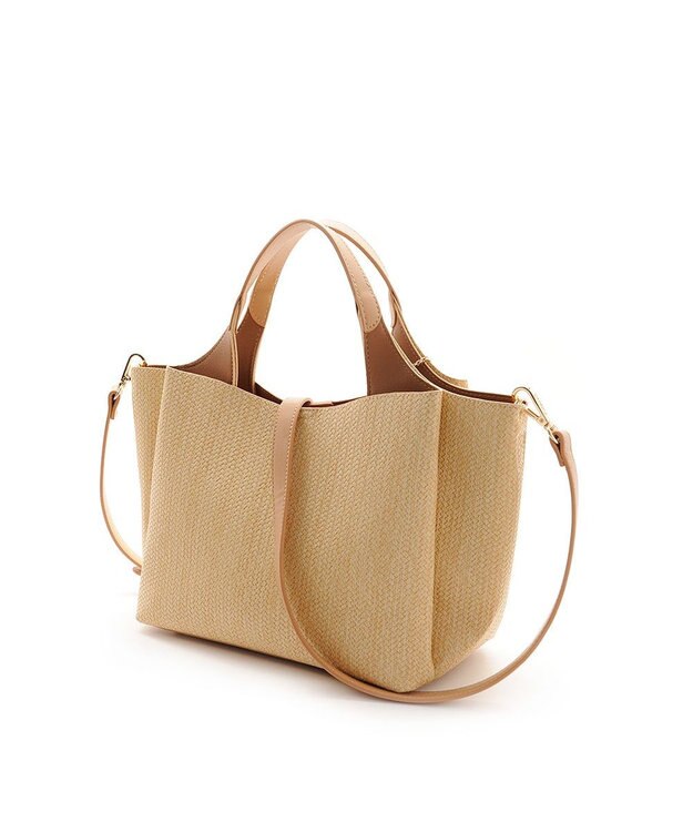 MioFIRANO ウーブンルックハンドバッグ 2WAY パスケース付き　FIRANO フィラノ BEIGE