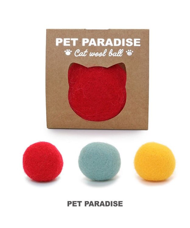 PET PARADISE ペットパラダイス 猫 羊毛 ボール 【単品】 レッド