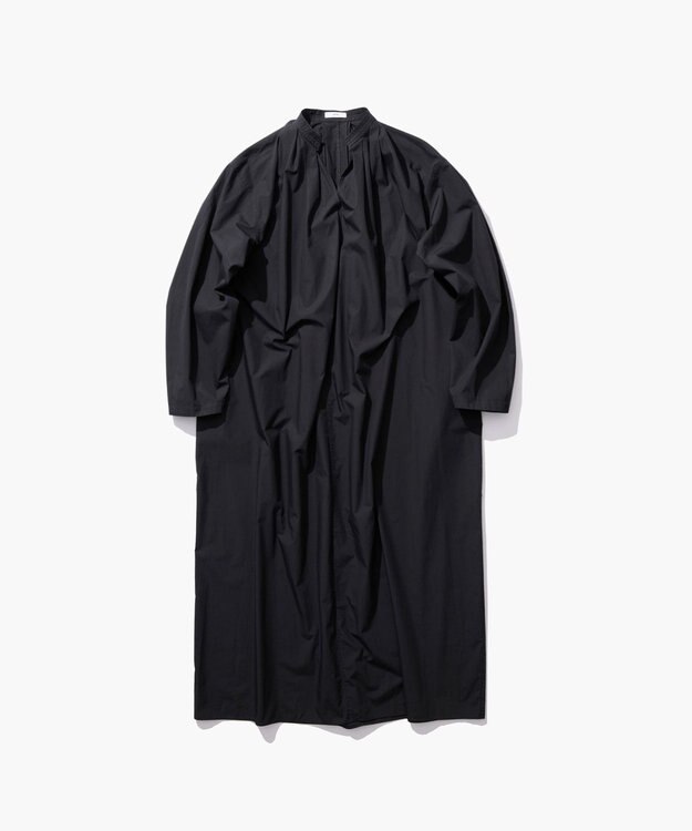 ATON NATURAL DYED COTTON LAWN | タックロングスリーブドレス BEIGE