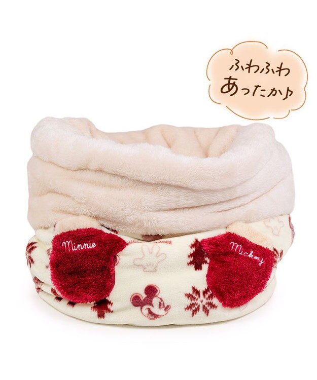 PET PARADISE ディズニー ミッキーマウス 筒型 寝袋 《ニット柄》Ｍ ホワイト×レッド