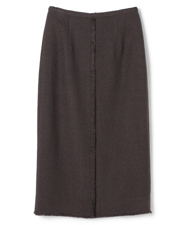 BEIGE， MULLIN / ウールツイードフロントベントスカート Warm Gray