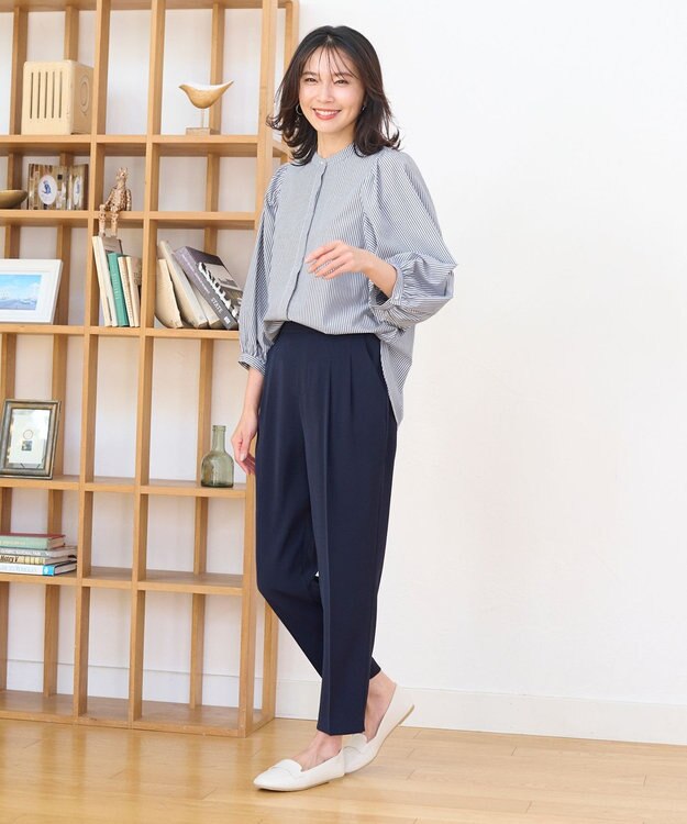 ANY 【ウエストゴム】コンフォート美脚パンツ ネイビー