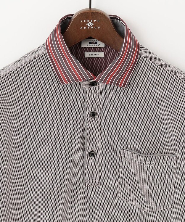JOSEPH ABBOUD 【キングサイズ・オーガニックコットン】長袖ダディポロシャツ ワイン系
