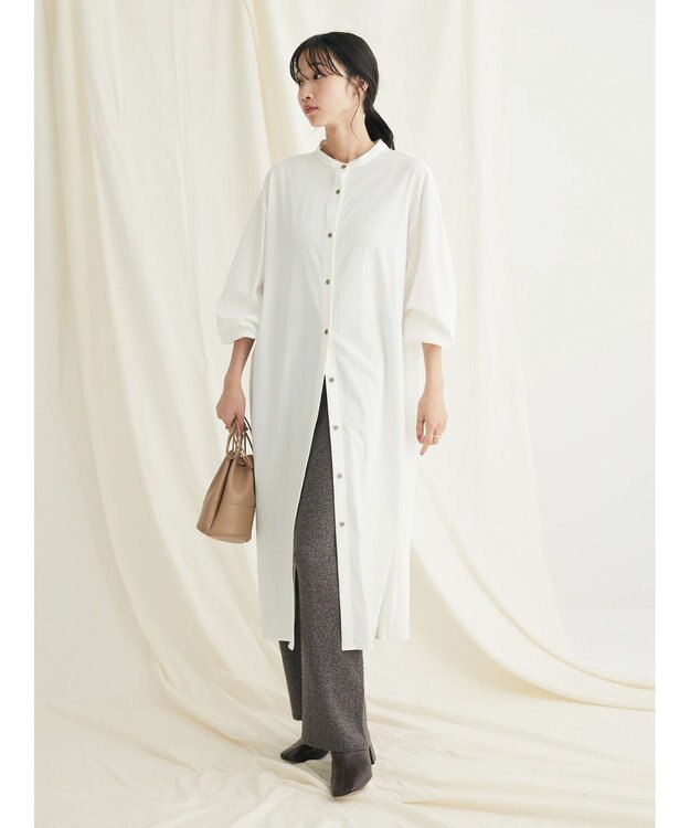 CRAFT STANDARD BOUTIQUE レーヨンデシンバンドカラーワンピース Off White