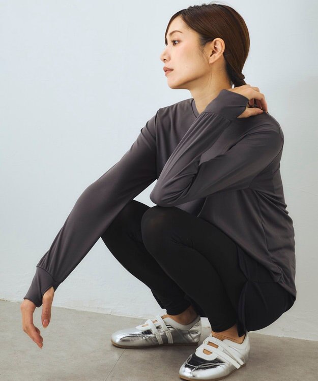 OP／FILA 【Kappa】長袖フィットネスウェアウェア 水着３点セット ダークグレー