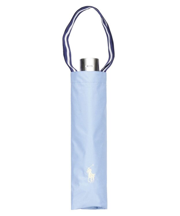 MOONBAT 【軽量】POLO RALPH LAUREN 晴雨兼用日傘 折りたたみ傘 PP刺繍／遮光 遮熱 UV サックス×イエロー