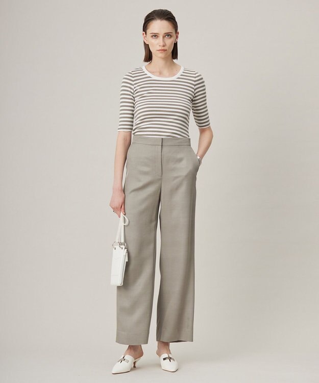 ICB 【洗える】4×2リブ プルオーバー カーキボーダー系