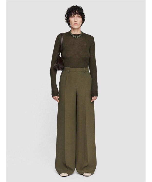 JOSEPH ヘビーシルククレープ　ワイドトラウザーズ Hass Avocado