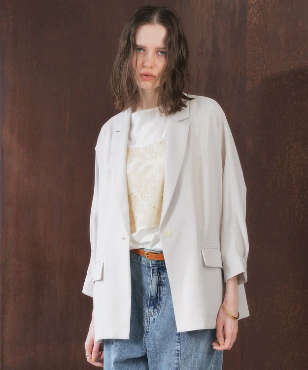 YECCA VECCA 【マシンウォッシャブル】シアージャケット Gray Beige
