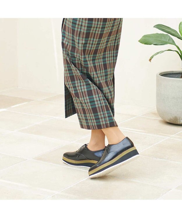 MODE ET JACOMO <carino>【レイン対応】厚底レースアップシューズ ブラック