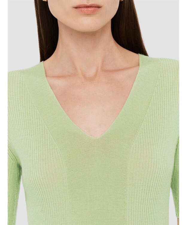 JOSEPH 【洗える】ファインリブメリノ　ショートスリーブニット Matcha