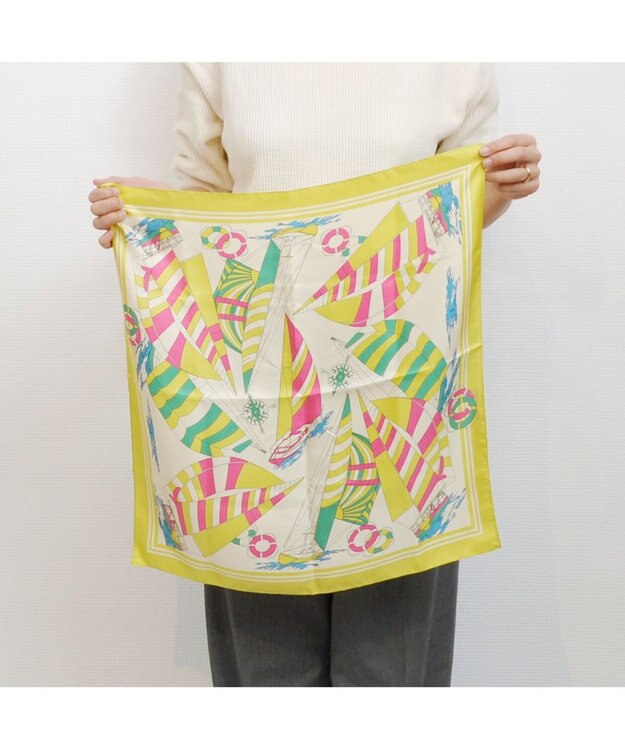 UNBILLION kakatoo ヨット柄シルクミニスカーフ イエロー