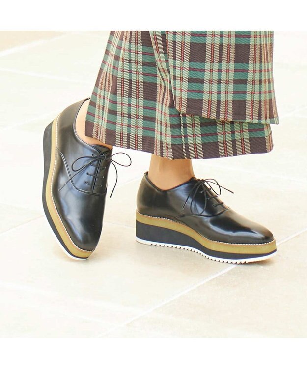 MODE ET JACOMO <carino>【レイン対応】厚底レースアップシューズ ブラック