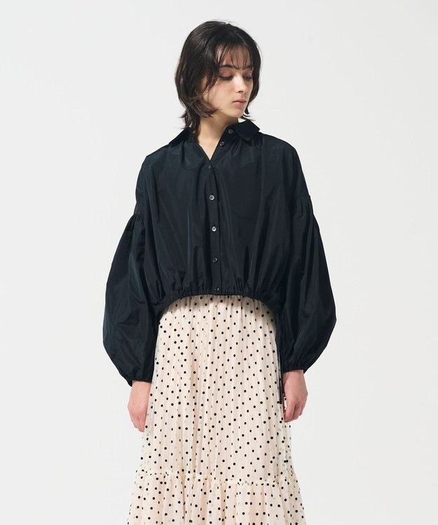 GRACE CONTINENTAL タフタギャザーシャツ ブラック