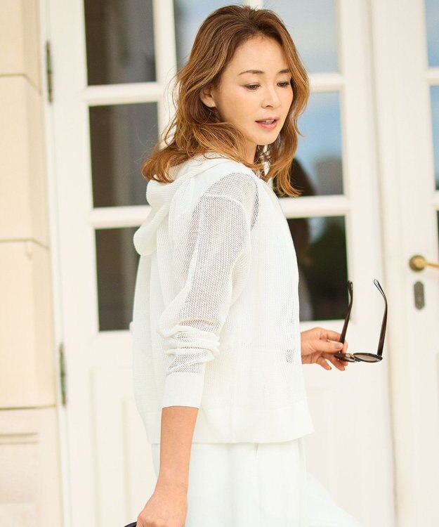 自由区 【SHIHOさん着用】ライトメッシュジップ パーカー オフホワイト