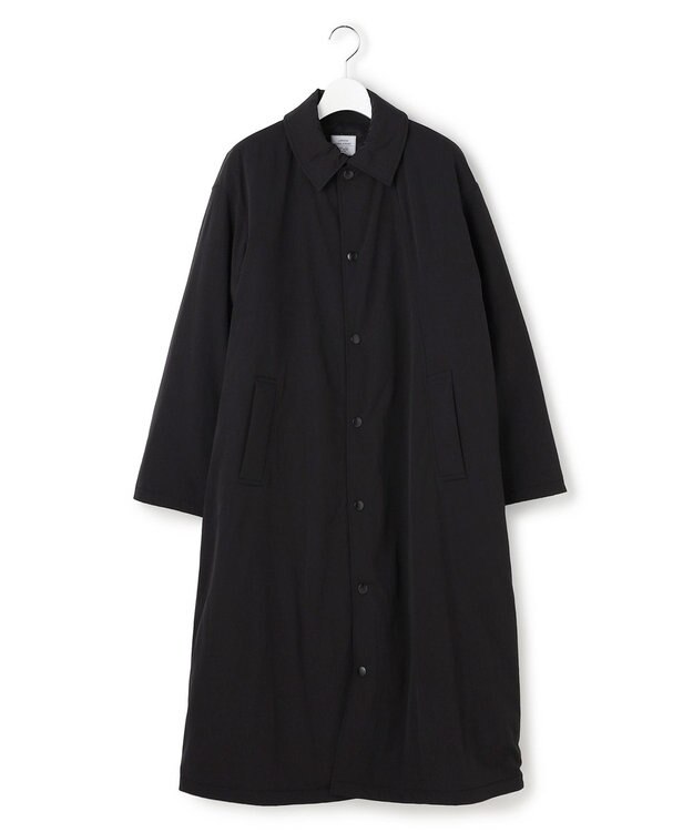 J.PRESS YORK STREET 【WOMEN】パデットリップストップ ステンカラーコート ブラック系