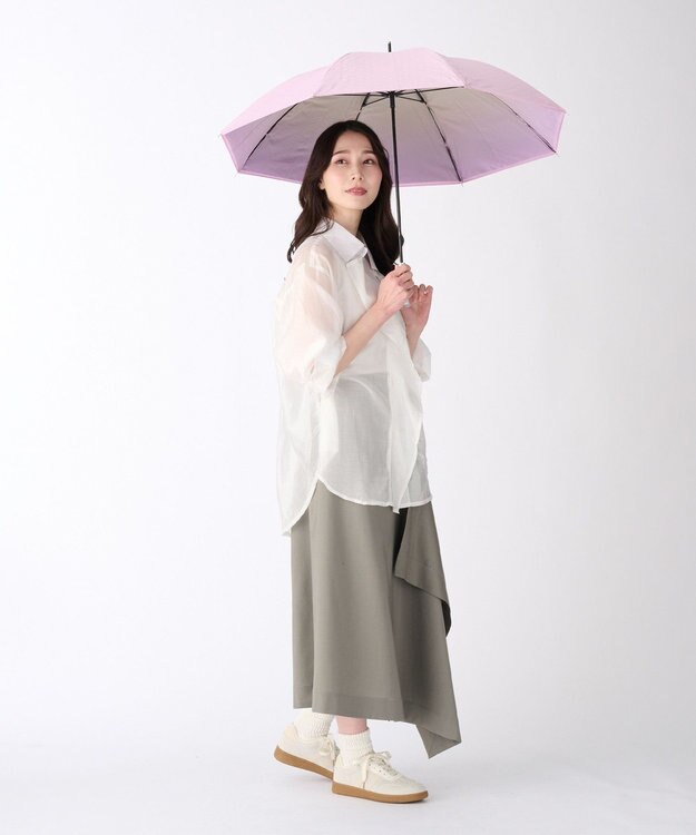 MOONBAT ハニカム断熱パラソル グラデーション長傘 晴雨兼用 日傘 一級遮光 UV 耐風 ペールピンク