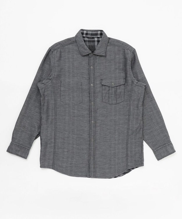 JOSEPH ABBOUD 【キングサイズ】リバーシブルチェック シャツ ブラック系