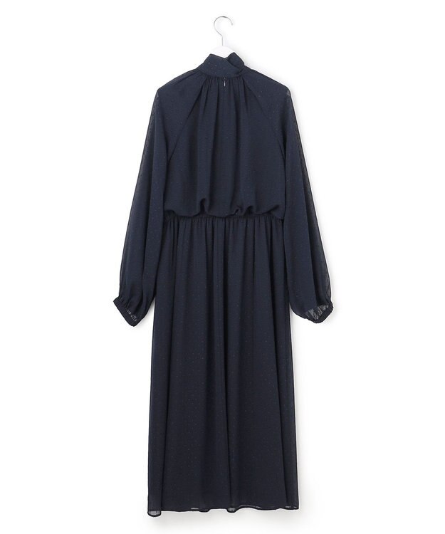 23区 【APPLAUDIR】ドットクレープシフォン ドレス ネイビー系