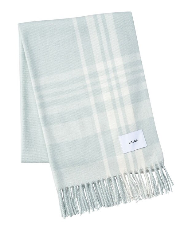 MOONBAT estaa とろーりストール ナチュラルチェック／手洗い可 ライトグレー