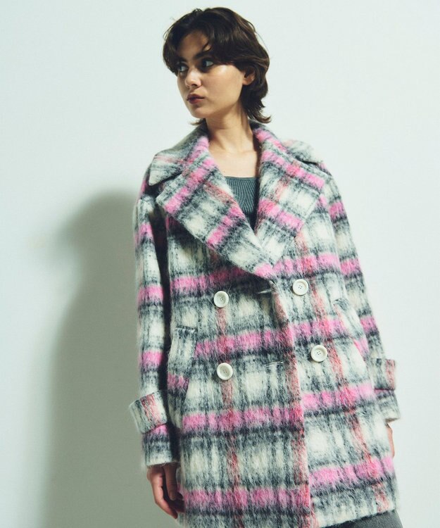 シャギーチェックピーコート / GRACE CONTINENTAL | ファッション通販