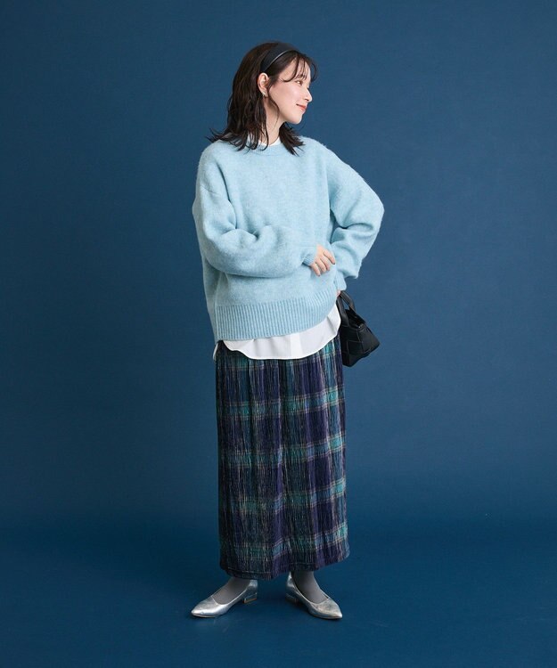 Green Parks ｆｕｗａっと袖パフニットプルオーバー Blue