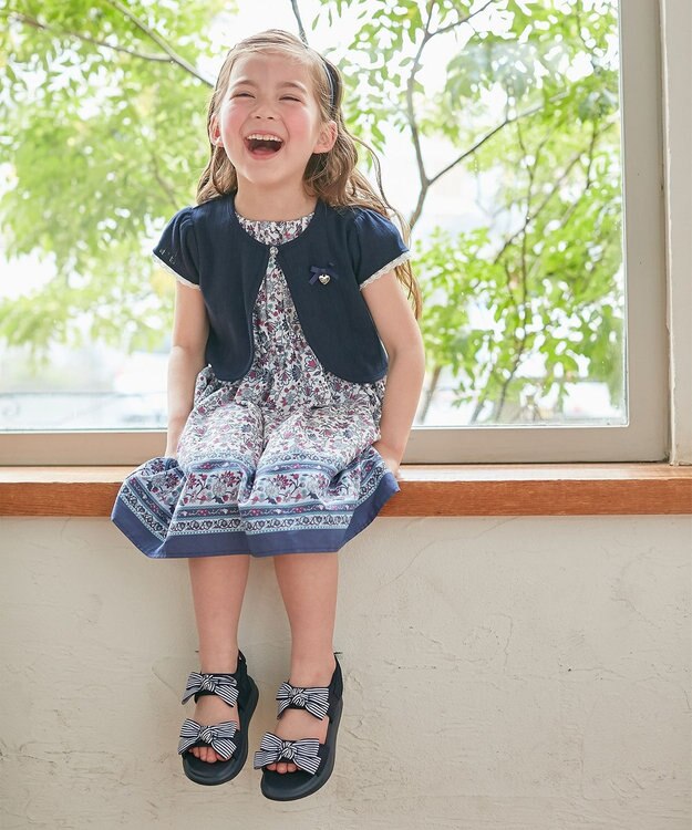ANY KIDS プリント サマー ワンピース ネイビー×モロッカン