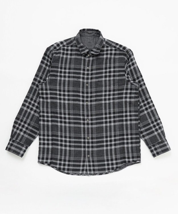 JOSEPH ABBOUD 【キングサイズ】リバーシブルチェック シャツ ブラック系