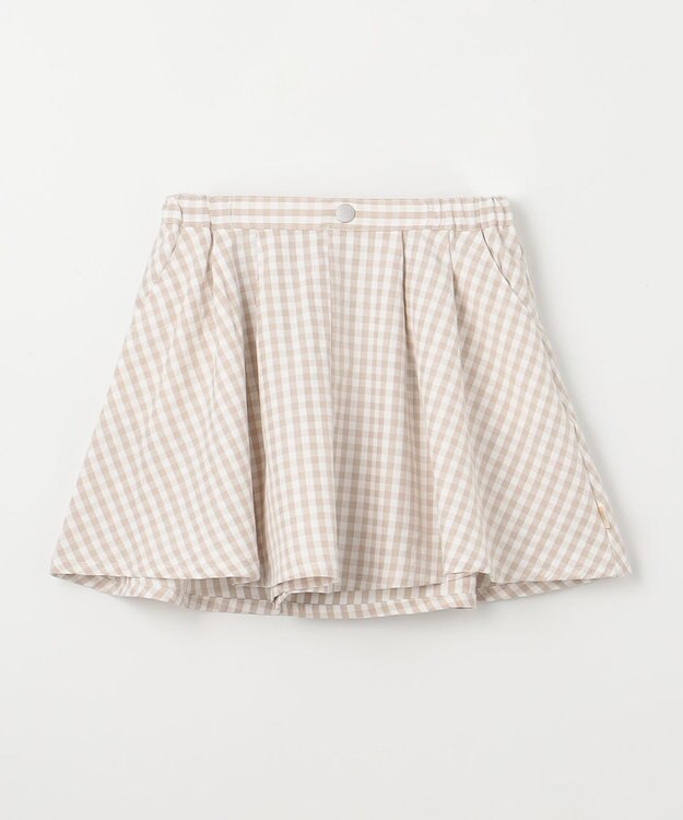 組曲 KIDS 【110-140㎝】フレアーギンガム ショートパンツ ベージュ系3