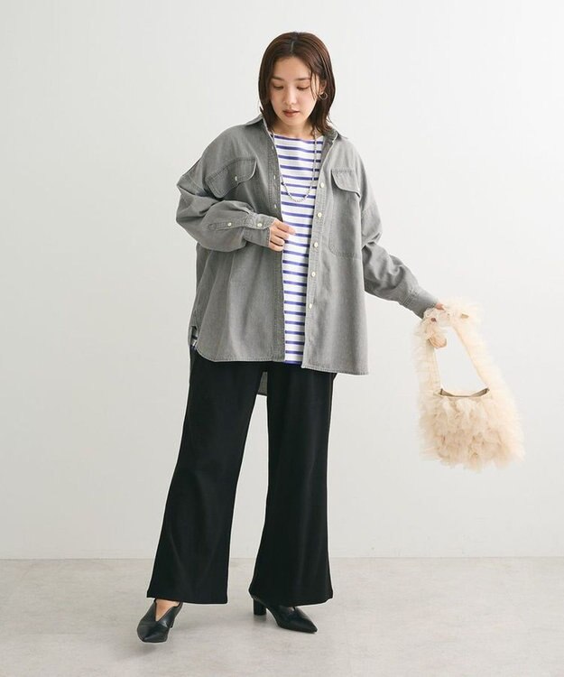 Green Parks デニムＢＩＧシャツ Gray