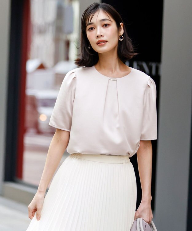 ANY SIS 【2WAY】サテン ブラウス ライトベージュ