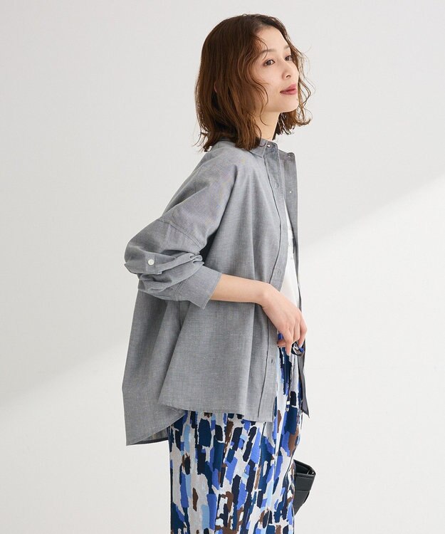 Green Parks 綿麻混シャツ Gray