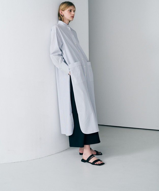 uncrave コットンクロスストライプ シャツワンピース ネイビーストライプ