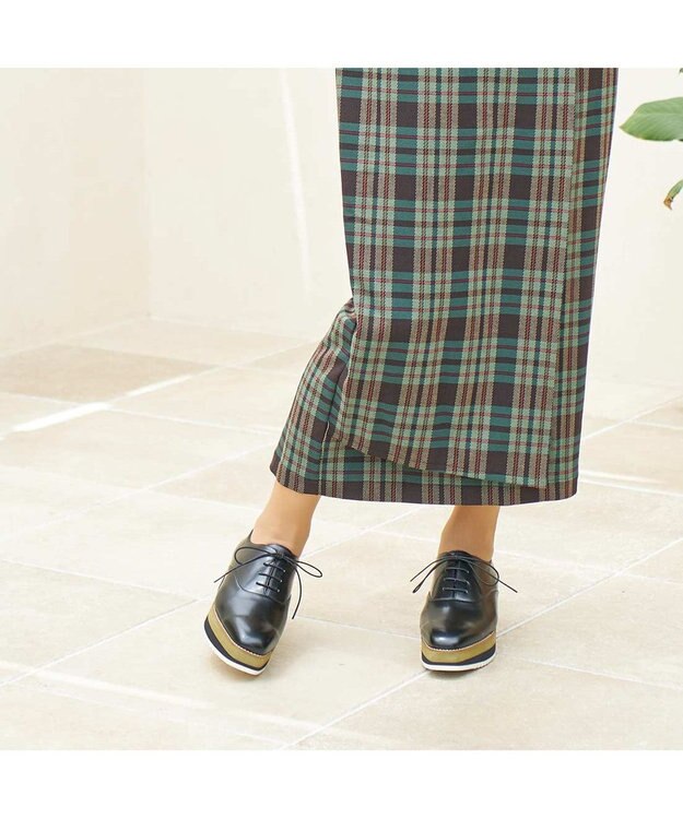 MODE ET JACOMO <carino>【レイン対応】厚底レースアップシューズ ブラック