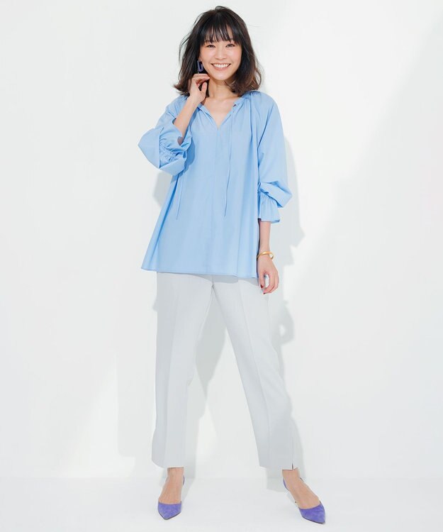 UNFILO 【ストレッチ/洗える】出会えるパンツ テーパード ライトグレー系