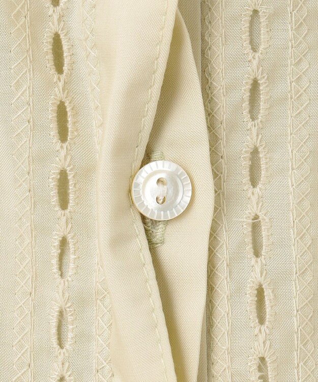 J.PRESS LADIES L 【洗える】エンブロシャツジャージー ブラウスライク カットソー ライム系